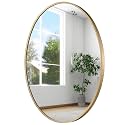 Oval Wall Mirror, 20"x28" Matte Gold Oval Vanity Mirror, Bathroom Mirror of Metal Frame, Home Decorative Wall Mounted Mirror for Bathroom, Living Room, Entryway, Vanity