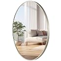 Oval Wall Mirror, 30"x36" Brushed Nickel Oval Vanity Mirror, Bathroom Mirror of Metal Frame, Home Decorative Wall Mounted Mirror for Bathroom, Living Room, Entryway, Vanity