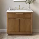 OVE Decors Xander 36" Warm Walnut Bathroom Vanity, Brushed Gold Hardware