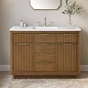 OVE Decors Xander 48" Warm Walnut Bathroom Vanity, Brushed Gold Hardware