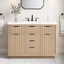 OVE Decors Xander 48" Sahara Birch Bathroom Vanity, Matte Black Hardware