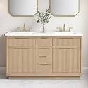 OVE Decors Xander 60" Sahara Birch Bathroom Vanity, Brushed Gold Hardware