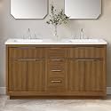 OVE Decors Xander 60" Warm Walnut Bathroom Vanity, Brushed Nickel Hardware