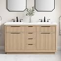OVE Decors Xander 60" Sahara Birch Bathroom Vanity, Matte Black Hardware