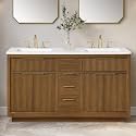 OVE Decors Xander 60" Warm Walnut Bathroom Vanity, Brushed Gold Hardware
