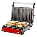 OVENTE Electric Indoor Panini Press Grill + Sandwich Maker, Red GP0620R