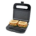 OVENTE Electric Sandwich Maker, 750W Non-Stick Plates, Black GP0401B