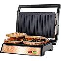 OVENTE Electric Indoor Panini Press Grill + Sandwich Maker, Copper GP0620CO