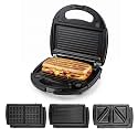 OVENTE Electric Sandwich, Panini and Waffle Maker Set, Black GPI202B