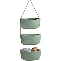 Over The Door Organizer Hanging Basket for Nursery Decor Stuffed Animal Storage Baskets Boho Wall Decor Basket for Bathroom Bedroom Playroom - Green