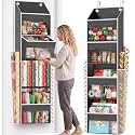 Over Door Wrapping Paper Organizer Storage with 3 Removable Drawers &amp; Side Pockets – Dual Use Design with Elastic Straps – Christmas Gift Wrap Storage for Ribbons, Bows, Ornament and Other Tools 1Pack