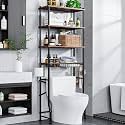 Over-The-Toilet Storage Shelf,4-Tier Bathroom Organizer Cabinet Rack And Storage Over Toilet With Shelf Waterproof Feet Pad And Basket,Multifunctional Space Saver Freestanding Bathroom Shelves（Brown）