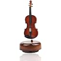 Overa Creative Violin Music Box Instrument Model for Home Decoration, Brown Cello Music Box with Stand, 360° Rotating Base