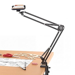 overhead mobile stand for desk  360 adjustable phone holder  lazy arm mount for videophoto shooting  bed kitchen study table clamp  sturdy metal stand for content creators