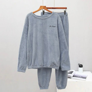 overlock women night suit set grey solid