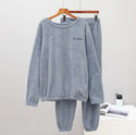 Overlock Women Night Suit Set Blue Solid