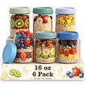 Overnight Oats Containers with Lid, Wide Mouth Glass Jars with Airtight Lid