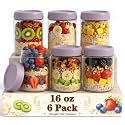 Overnight Oats Containers with Lids, 16oz Parfait Cups with Lids, Glass Jar