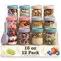 Overnight Oats Containers with Lids, Mason Jars 16 oz, Glass Storage Jars