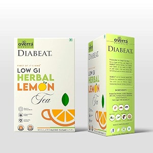 overra herbal diabeat low gi diabetic friendly lemon tea free from chemical artificial sweeteners  natural substitute without side effects  very safe gluten free- 250 g pack