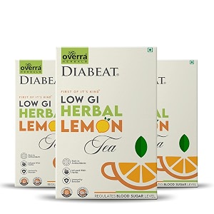 overra herbals diabeat low gi diabetic friendly lemon tea-250 grams pack of 3 green tea
