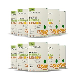 overra herbals diabeat low gi diabetic friendly lemon tea-250 grams pack of 10-green tea