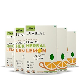 overra herbals diabeat low gi diabetic friendly lemon tea - 250gm pack of 5 green tea