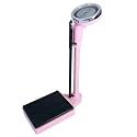 Oversized Dial Bathroom Scale, with Adjustable Height Rod - Easy to Read Mechanical Weight Scale with Telescopic Pole Up to 190Cm and 120Kg Weighing Range,Pink