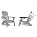 Oversized Folding Adirondack Chair Set of 2 with Adjustable Backrest 400LBS