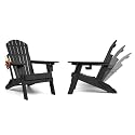 Oversized Folding Adirondack Chair Set of 2 with Adjustable Backrest 400LBS