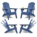 Oversized Folding Adirondack Chair Set of 4 with Adjustable Backrest 400LBS