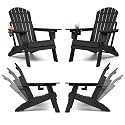 Oversized Folding Adirondack Chair Set of 4 with Adjustable Backrest 400LBS
