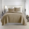 Oversized King Quilt Bedding Set with 2 Quilted Pillow Shams, Taupe Quilts