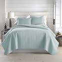 Oversized King Quilt Bedding Set w/ 2 Quilted Pillow Shams, Sky Blue Quilts