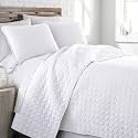 Oversized King Size White Quilt Bedding Set with 2 Pillow Shams, White