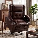 Oversized Lift Chair for Elderly with Massage and Heat, Dual Motor Power Lift Recliner Chair with Arm Storage, Lay Flat Lift Recliner for Lving Room, Big Tall, Infinite Position, Brown