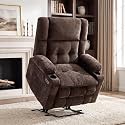 Oversized Lift Chair for Elderly with Massage and Heat, Dual Motor Power Lift Recliner Chair with Arm Storage, Lay Flat Lift Recliner for Lving Room, Big Tall, Infinite Position, Coffe