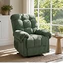 Oversized Manual Recliner Chair with Side Pockets for Home, Green