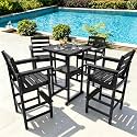 Oversized Outdoor Bar Set, Tall Adirondack Chair & Table with Umbrella Hole
