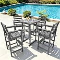 Oversized Outdoor Bar Set, Tall Adirondack Chair & Table with Umbrella Hole