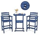 Oversized Outdoor Bar Set, Tall Adirondack Chair & Table with Umbrella Hole