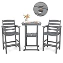 Oversized Outdoor Bar Set, Tall Adirondack Chair & Table with Umbrella Hole