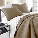 Oversized Queen Quilt Set w/ 2 Matching Quilted Pillow Shams, Taupe Quilts