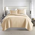 Oversized Queen Size Quilt Bedding Set w/ 2 Quilted Pillow Shams, Soft Sand
