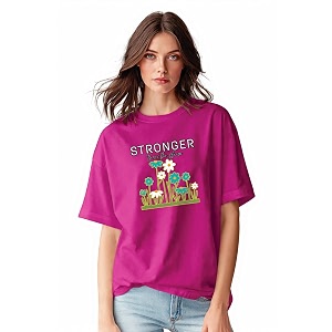Oversized T-Shirt for Women 100 Cotton Pink