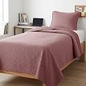 Oversized Twin Quilt Bedding Set w/ 1 Quilted Pillow Sham, Lavender Quilts