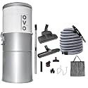 OVO 750 Airwatts Heavy Duty Powerful Central Vacuum System, Hybrid Filtration (with or Without Disposable Bags) 35L or 9.25Gal, with 35ft Deluxe Plus Accessory kit Included