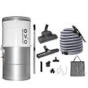 OVO Large and Powerful Central Vacuum System, Hybrid Filtration (with or Without Disposable Bags), 25L or 6.6 Gal, 630 Airwatts + 35 ft Premium Deluxe Plus Accessory Kit