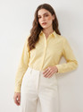 Ovum Women Striped Casual White Yellow Shirt