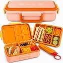 ovve Bento Box for Kids &amp; Cutlery Set – Leakproof Kids Lunch Box, Interchangeable Inserts, BPA-Free, Dishwasher Safe Lunch Containers for School, Preschool, Toddler (Orange)